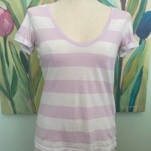 Lavender & white striped Gap scooped neck tee.